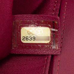 Pre Owned Chanel Pink Old Medium Chevron Lambskin Boy Flap