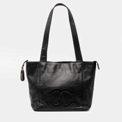 مملوكة مسبقًا حقيبة توت شانيل سي سي كافيار أسود