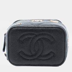 Pre Owned Chanel Black Mini Quilted Caviar Coco Casino Vanity Case