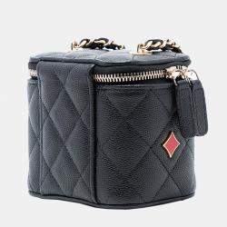 Pre Owned Chanel Black Mini Quilted Caviar Coco Casino Vanity Case