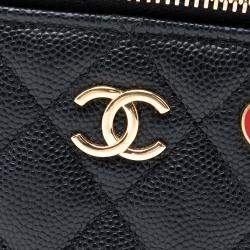 Pre Owned Chanel Black Mini Quilted Caviar Coco Casino Vanity Case