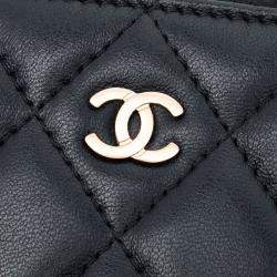 Pre Owned Chanel Black CC Grained Calfskin Classic Zipped Travel Pouch