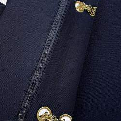 Pre Owned حقيبة كتف شانيل ماتيلاسي قطن جيرسي أزرق بحجم 25