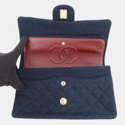 Pre Owned حقيبة كتف شانيل ماتيلاسي قطن جيرسي أزرق بحجم 25