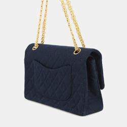 Pre Owned حقيبة كتف شانيل ماتيلاسي قطن جيرسي أزرق بحجم 25