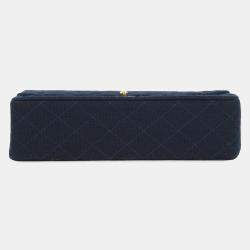 Pre Owned حقيبة كتف شانيل ماتيلاسي قطن جيرسي أزرق بحجم 25