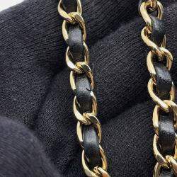 Pre Owned شنطة شانيل كتف سلسلة الغرور جلد براءة سوداء