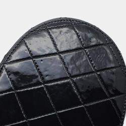 Pre Owned شنطة شانيل كتف سلسلة الغرور جلد براءة سوداء