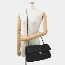 Pre Owned Chanel Matelasse Ultra Stich Chain Shoulder Bag Black Leather
