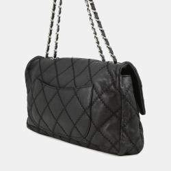 Pre Owned Chanel Matelasse Ultra Stich Chain Shoulder Bag Black Leather