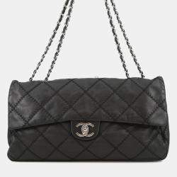 Pre Owned Chanel Matelasse Ultra Stich Chain Shoulder Bag Black Leather