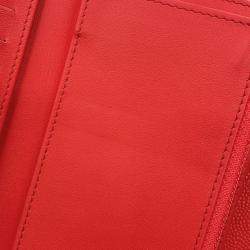 Pre Owned Chanel Matelasse Cc Logo Flap Wallet Red Caviar Leather