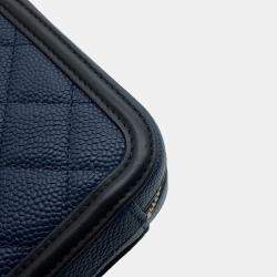 مملوكة مسبقًا Chanel Cc Figley Shoulder Navy/Black Caviar Leather