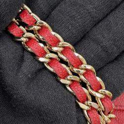 Pre Owned Chanel Mademoiselle Chain Wallet Red Caviar Leather