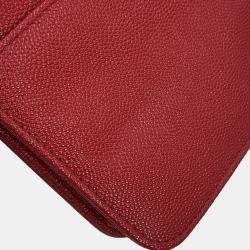 Pre Owned Chanel Mademoiselle Chain Wallet Red Caviar Leather