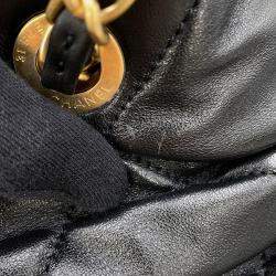 Pre Owned Chanel Matelasse Ribbon Bow Bag 2Way Handbag Black Lambskin