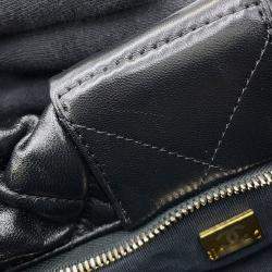 Pre Owned Chanel Matelasse Ribbon Bow Bag 2Way Handbag Black Lambskin