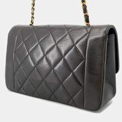Pre Owned Chanel Diana Chain shoulder Bag Black Lambskin Size 22