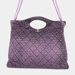 Pre Owned حقيبة تسوق شانيل ٣١ كبيرة جينز أرجواني