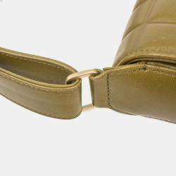 Pre Owned Chanel Khaki Lambskin Choco Bar Shoulder Bag