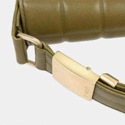 Pre Owned Chanel Khaki Lambskin Choco Bar Shoulder Bag