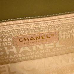 Pre Owned Chanel Khaki Lambskin Choco Bar Shoulder Bag