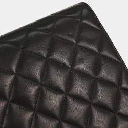 Pre Owned حقيبة كتف شانيل شريط قفل صغير جلد حمل سوداء