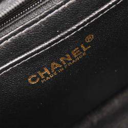 Pre Owned حقيبة شانيل حقيبة يد علوية جلد العجل أسود
