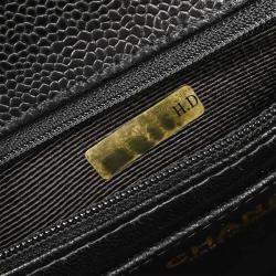 Pre Owned حقيبة شانيل حقيبة يد علوية جلد العجل أسود