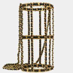 Pre Owned Chanel Gold Black Bottle Holder Shoulder Bag