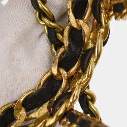 Pre Owned Chanel Gold Black Bottle Holder Shoulder Bag