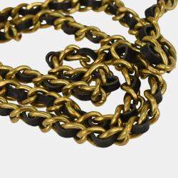 Pre Owned Chanel Gold Black Bottle Holder Shoulder Bag