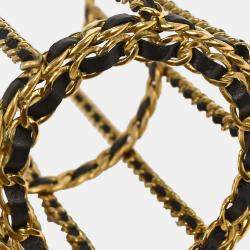 Pre Owned Chanel Gold Black Bottle Holder Shoulder Bag