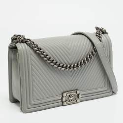 Pre Owned حقيبة شانيل بوي نيو جلد متعرج وردية بقلاب متوسطة