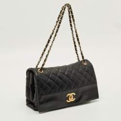 Pre Owned Chanel Soft Elegance Jumbo Black Quilted Leather Flap Bag