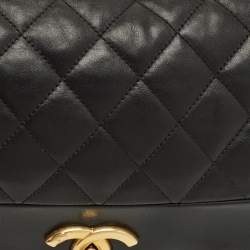 Pre Owned Chanel Soft Elegance Jumbo Black Quilted Leather Flap Bag