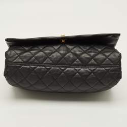 Pre Owned Chanel Soft Elegance Jumbo Black Quilted Leather Flap Bag