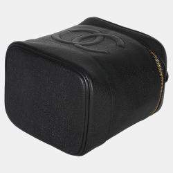 Pre Owned Chanel Vintage Black Caviar CC Vanity Case