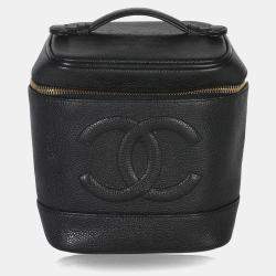 Pre Owned Chanel Vintage Black Caviar CC Vanity Case