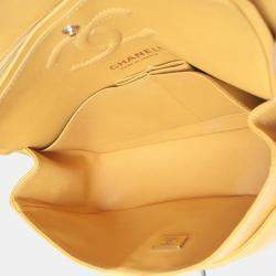 مملوكة مسبقًا حقيبة شانيل صفراء كافيار مبطنة كلاسيكية صغيرة بغطاء مزدوج