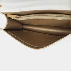 Pre Owned Chanel White Quilted Goatskin Small Chic Pearls Flap Bag