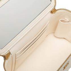 Pre Owned Chanel White Small Quilted Lambskin Vanity Case with Chain