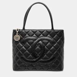 Pre Owned Chanel Black Caviar Medallion Tote