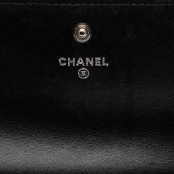 Pre Owned Chanel Black Distressed Quilted Patent Brilliant Flap Long Wallet