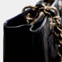 Pre Owned حقيبة يد شانيل تسوق كافيار كبيرة سوداء