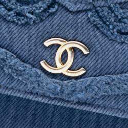 Pre Owned Chanel Blue Denim Fringe Coco Wallet On Chain