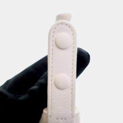 Pre Owned Chanel White Mini Shiny Crumpled Quilted Lambskin Chain Around Pouch