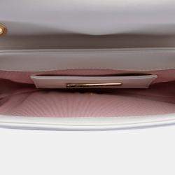 Pre Owned Chanel White Small Quilted Calfskin Underline Saddle Flap