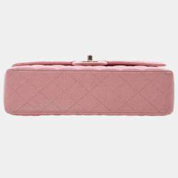 Pre Owned Chanel Pink Medium Classic Iridescent Caviar Double Flap