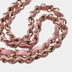 Pre Owned Chanel Pink Medium Classic Iridescent Caviar Double Flap